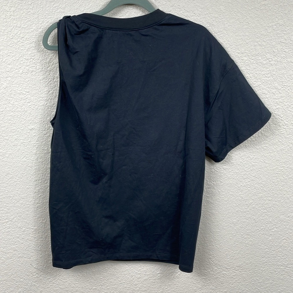 NWT 3.1 Phillip Lim We Are NY One Shoulder Twist T Shirt Tee Black Sz M - Picture 6 of 12